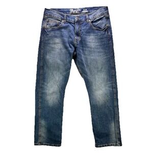 Wrangler Retro Slim Straight Jeans Mens 34x30 Blue Western Faded Stretch Denim